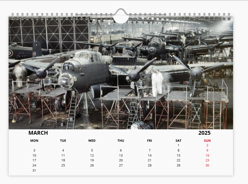 Avro Lancaster RAF Bomber 2025 Aircraft Tribute Calendar A4 WALL Calendar