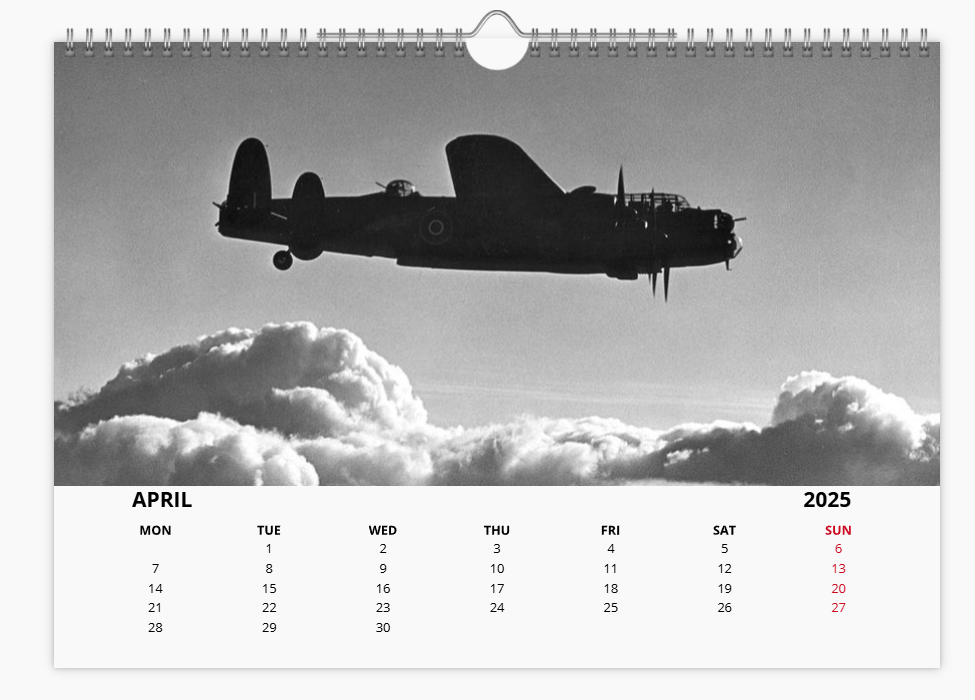 Avro Lancaster RAF Bomber 2025 Aircraft Tribute Calendar A4 WALL Calendar