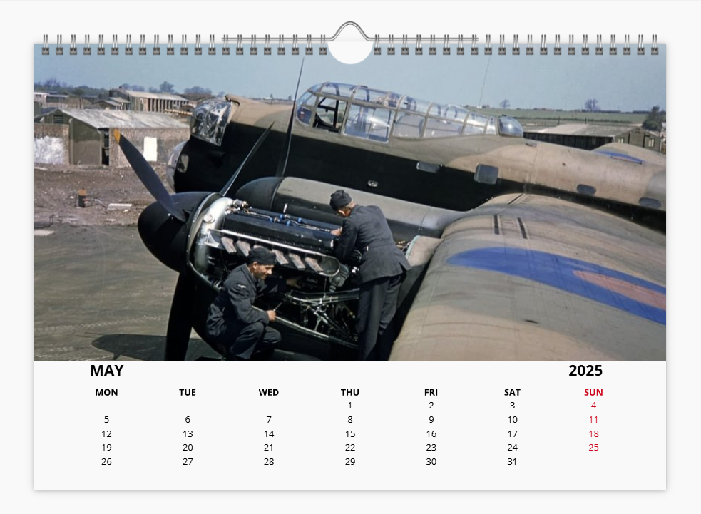 Avro Lancaster RAF Bomber 2025 Aircraft Tribute Calendar A4 WALL Calendar