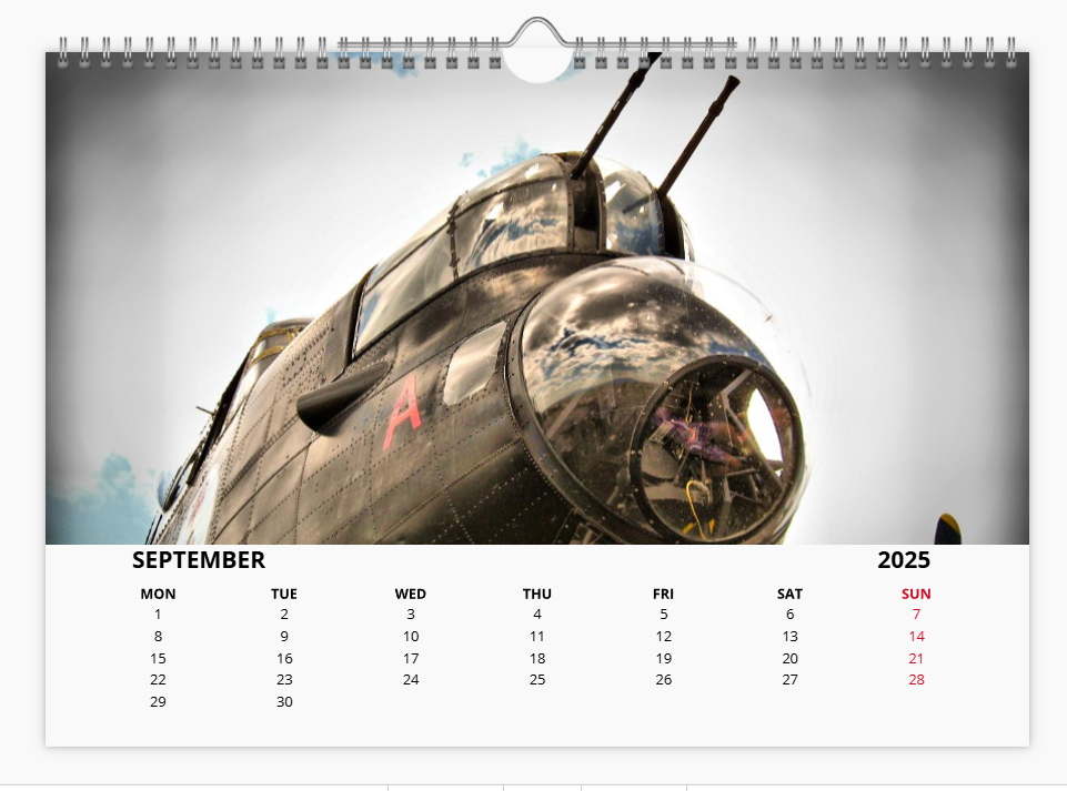 Avro Lancaster RAF Bomber 2025 Aircraft Tribute Calendar A4 WALL Calendar