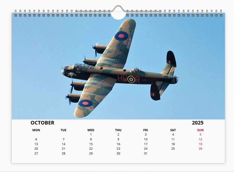 Avro Lancaster RAF Bomber 2025 Aircraft Tribute Calendar A4 WALL Calendar