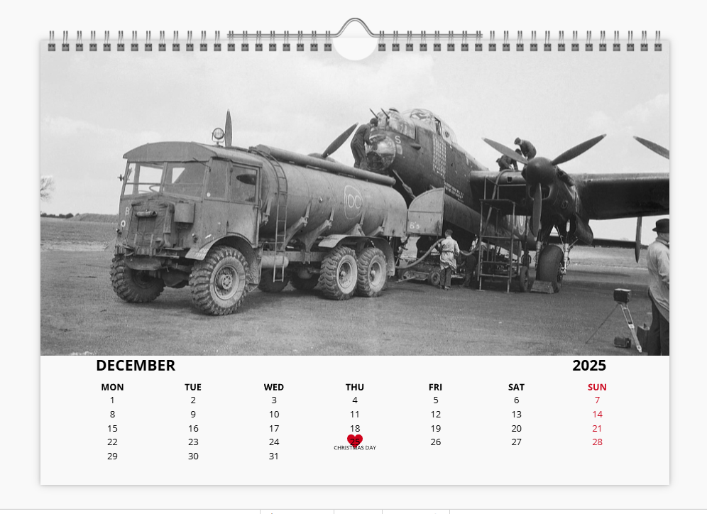 Avro Lancaster RAF Bomber 2025 Aircraft Tribute Calendar A4 WALL Calendar