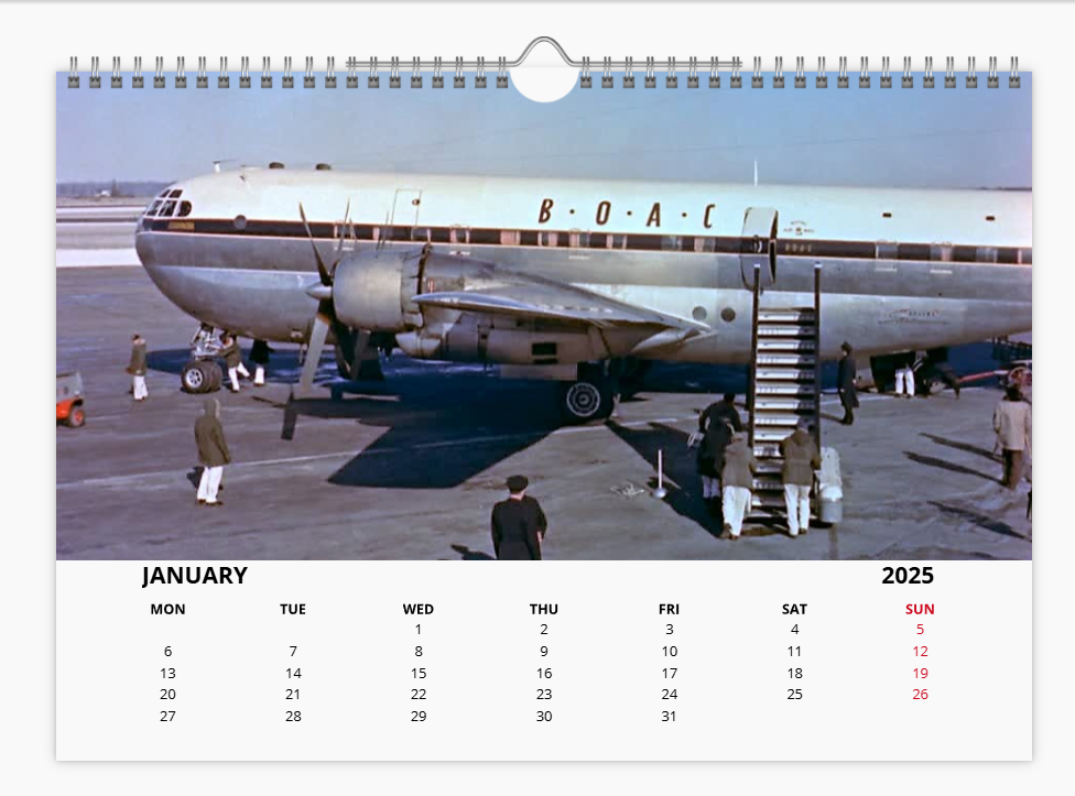 BOAC BRITISH OVERSEAS AIRWAYS CORPORATION 2025 Tribute Calendar A4 WALL Calendar