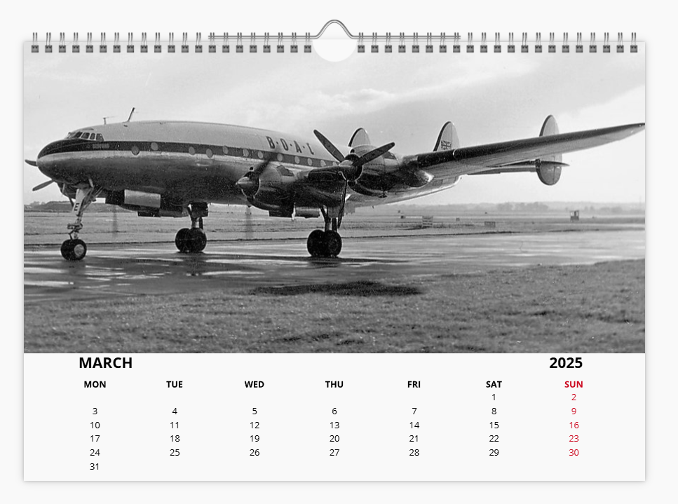 BOAC BRITISH OVERSEAS AIRWAYS CORPORATION 2025 Tribute Calendar A4 WALL Calendar