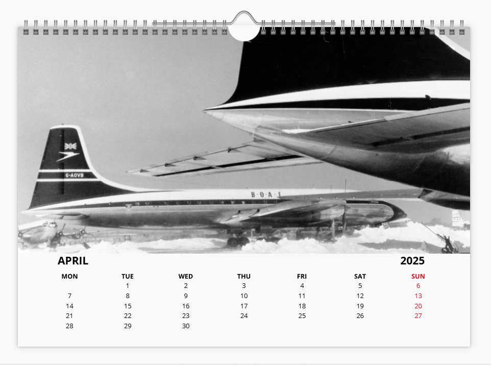 BOAC BRITISH OVERSEAS AIRWAYS CORPORATION 2025 Tribute Calendar A4 WALL Calendar