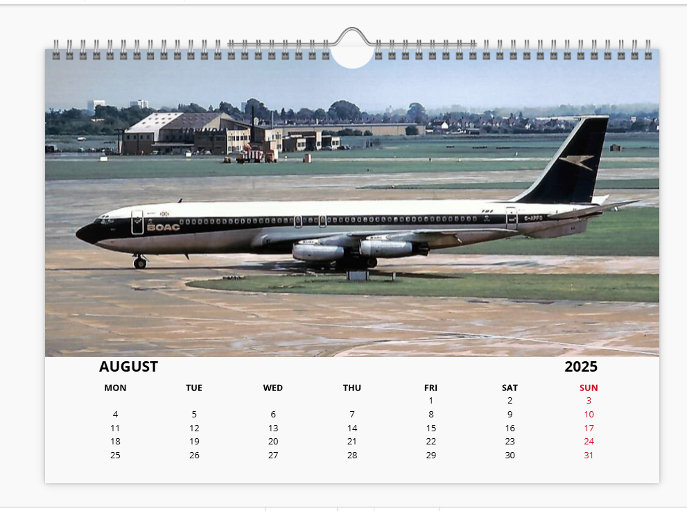 BOAC BRITISH OVERSEAS AIRWAYS CORPORATION 2025 Tribute Calendar A4 WALL Calendar