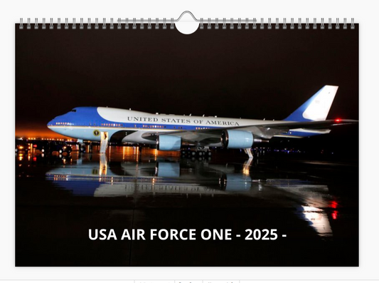 AIR FORCE ONE USAF  2025 Tribute Calendar A4 WALL Calendar