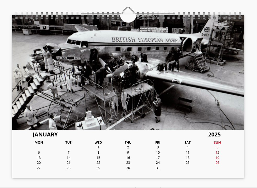 BEA BRITISH EUROPEAN AIRWAYS 2025 Tribute Calendar A4 WALL Calendar