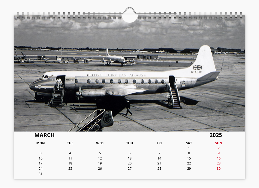 BEA BRITISH EUROPEAN AIRWAYS 2025 Tribute Calendar A4 WALL Calendar