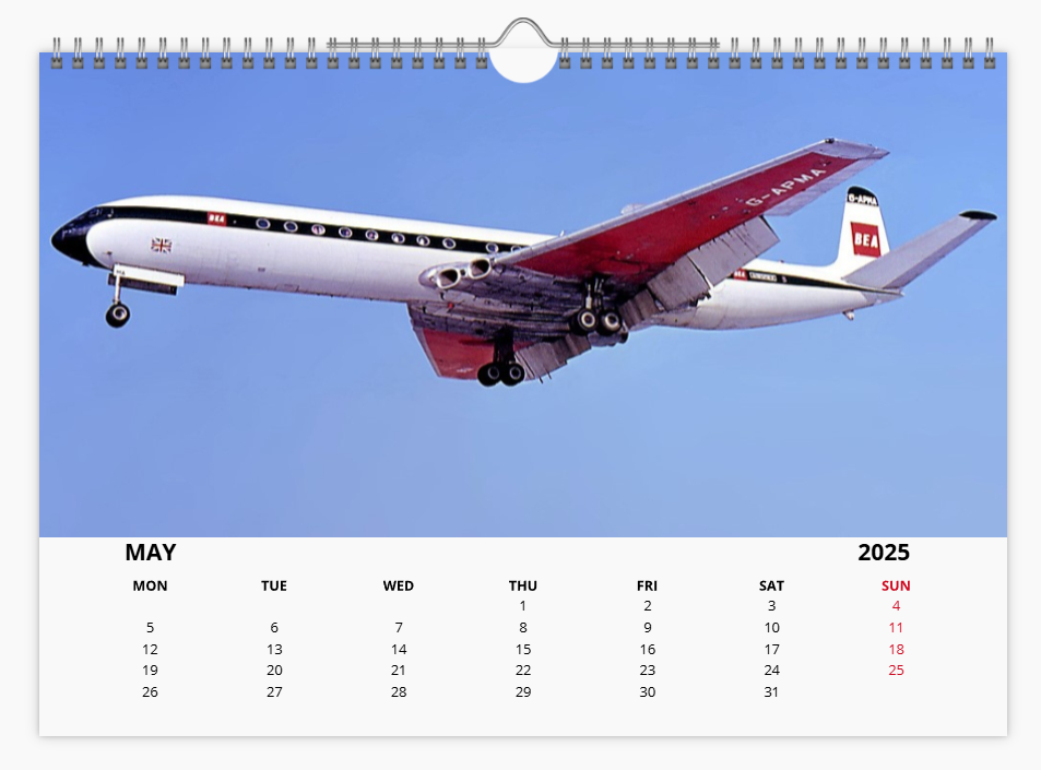 BEA BRITISH EUROPEAN AIRWAYS 2025 Tribute Calendar A4 WALL Calendar