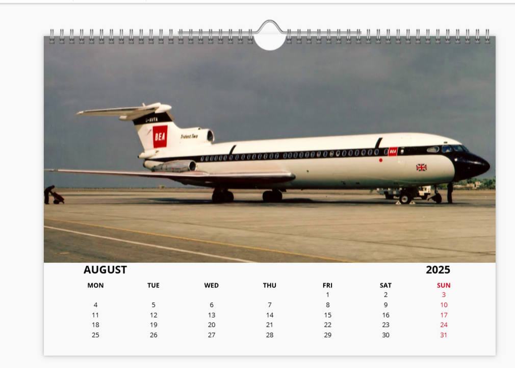 BEA BRITISH EUROPEAN AIRWAYS 2025 Tribute Calendar A4 WALL Calendar