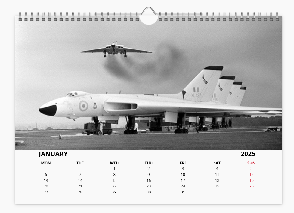 AVRO VULCAN RAF BOMBER 2025 Tribute Calendar A4 WALL Calendar