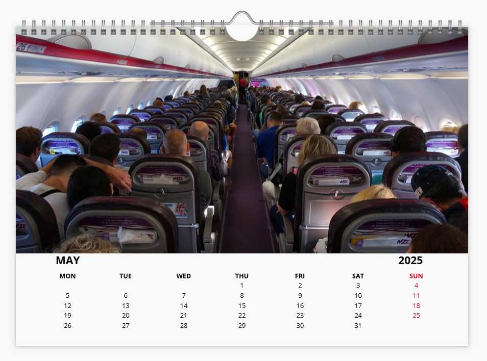 WIZZAIR 2025 Aircraft Tribute Calendar A4 WALL Calendar