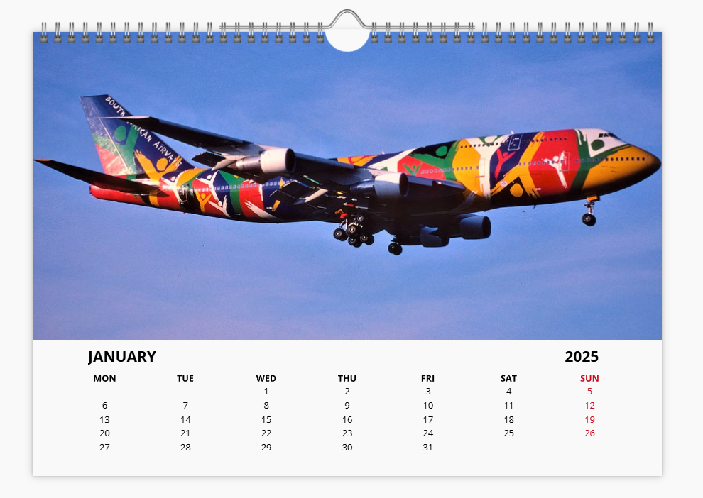 BOEING 747 2025 Tribute Calendar A4 WALL Calendar