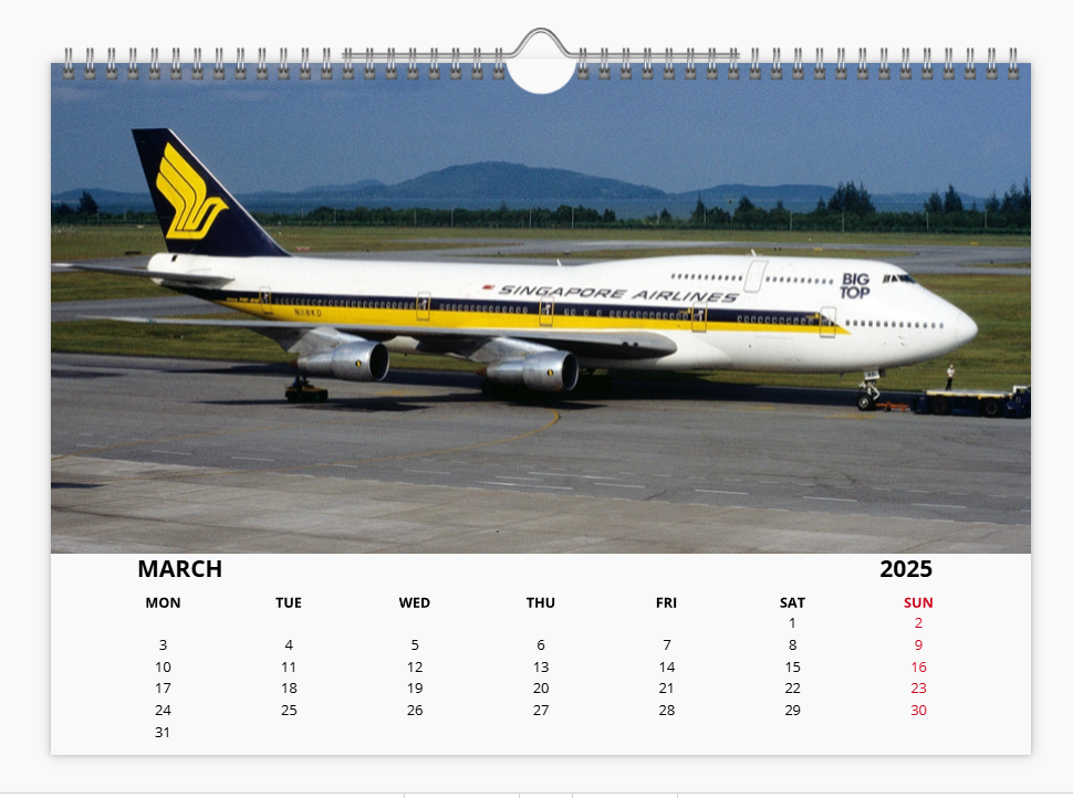 BOEING 747 2025 Tribute Calendar A4 WALL Calendar