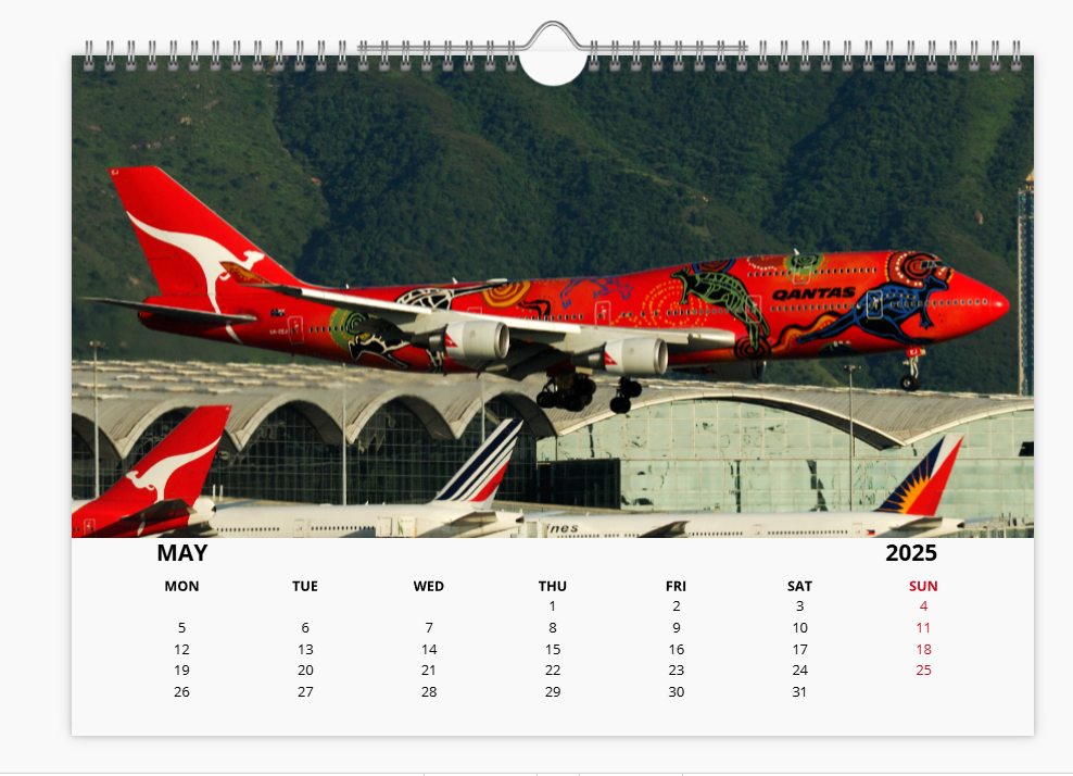 BOEING 747 2025 Tribute Calendar A4 WALL Calendar