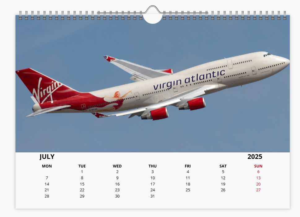 BOEING 747 2025 Tribute Calendar A4 WALL Calendar