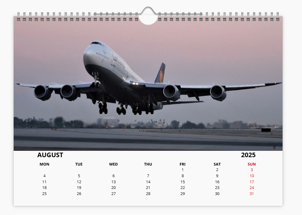 BOEING 747 2025 Tribute Calendar A4 WALL Calendar