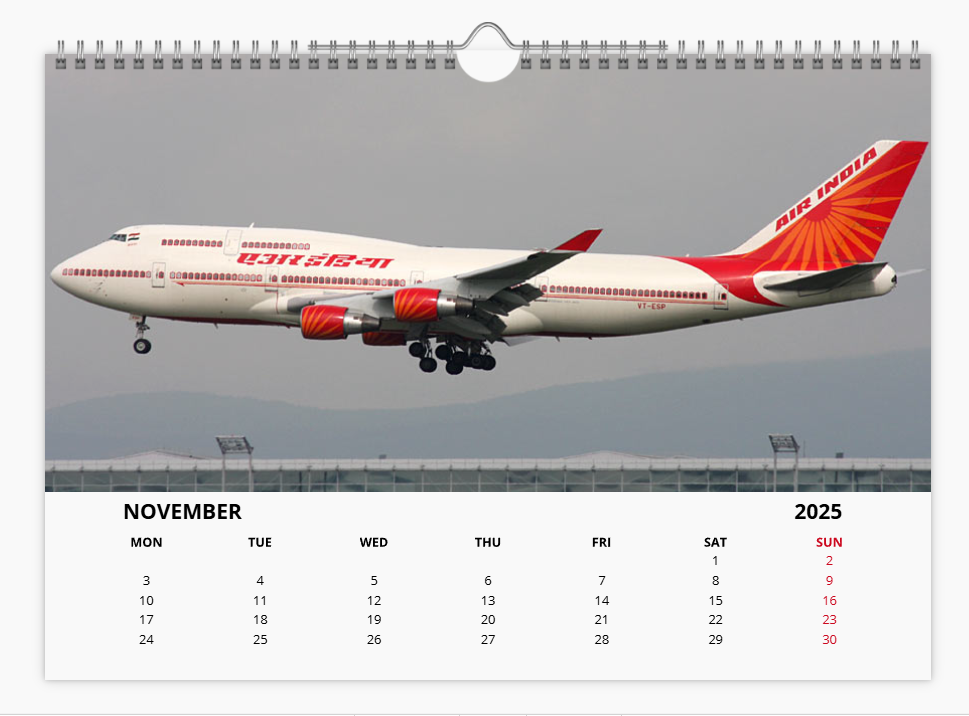 BOEING 747 2025 Tribute Calendar A4 WALL Calendar