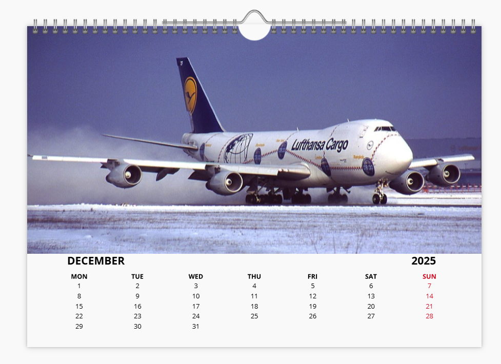 BOEING 747 2025 Tribute Calendar A4 WALL Calendar