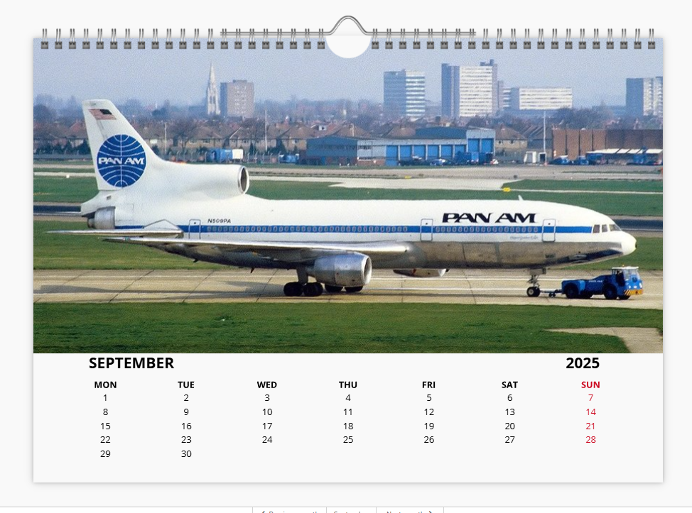 PAN AM Pan American World Airways 2025 Aircraft Tribute Calendar A4 WALL Calendar