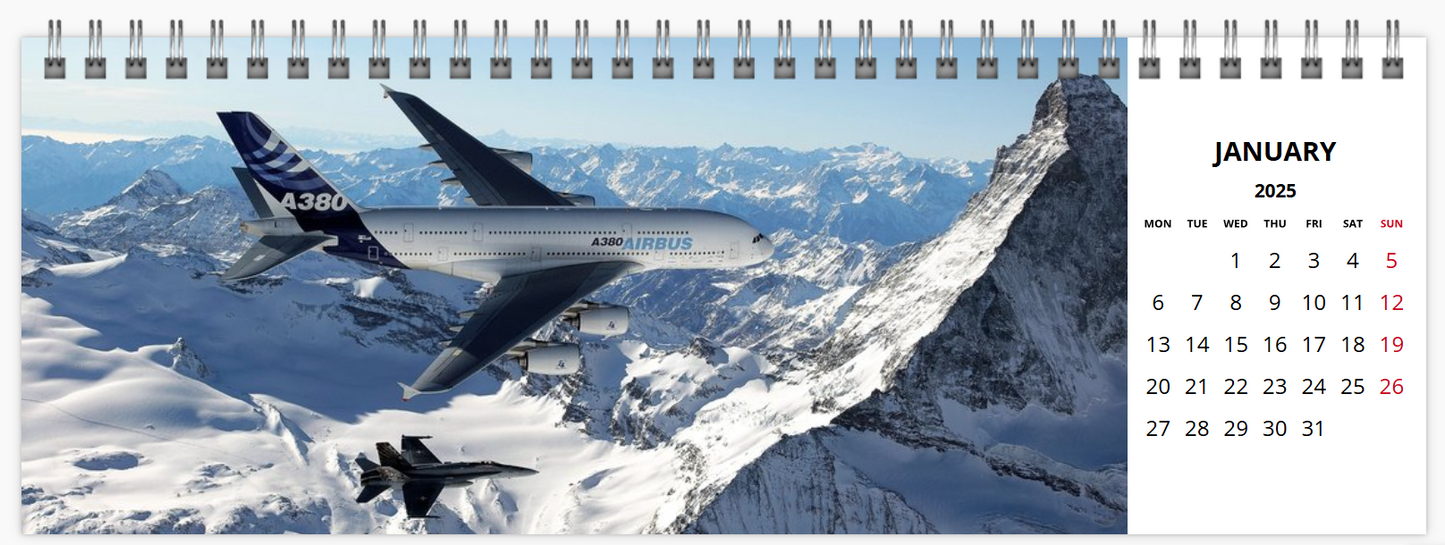 AIRBUS A380 2025 Tribute Calendar DESK Calendar A4 Landscape