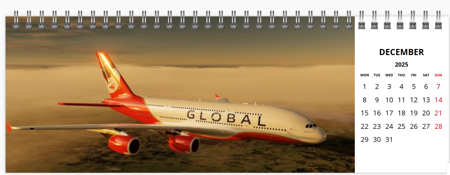 AIRBUS A380 2025 Tribute Calendar DESK Calendar A4 Landscape