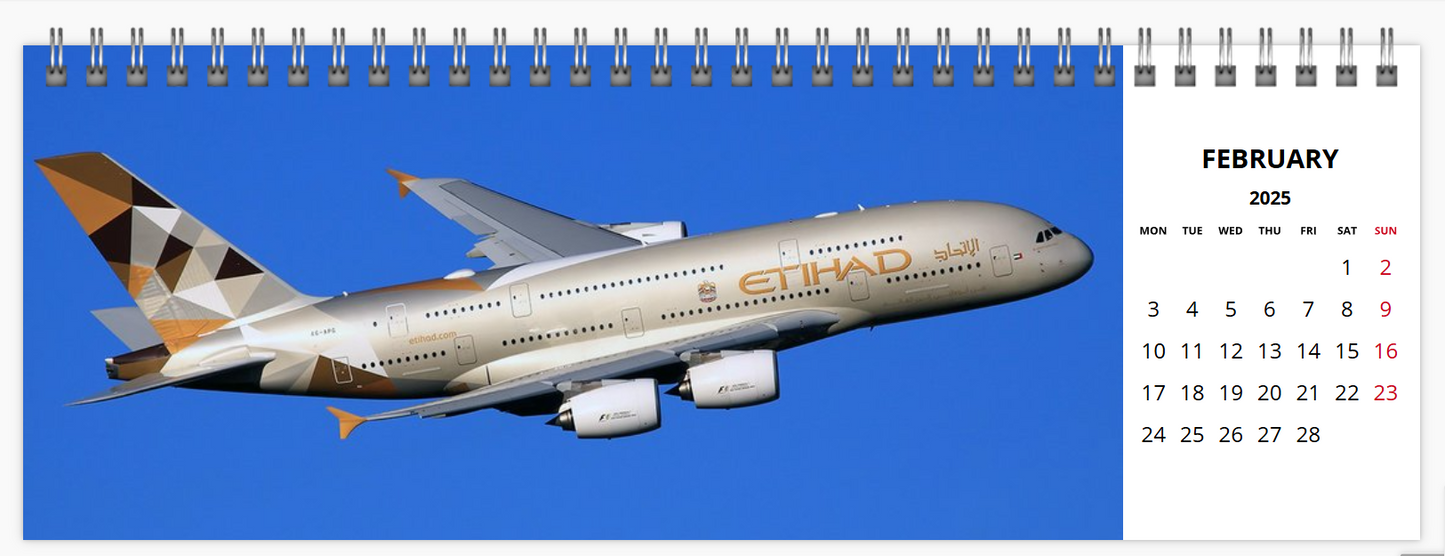 AIRBUS A380 2025 Tribute Calendar DESK Calendar A4 Landscape