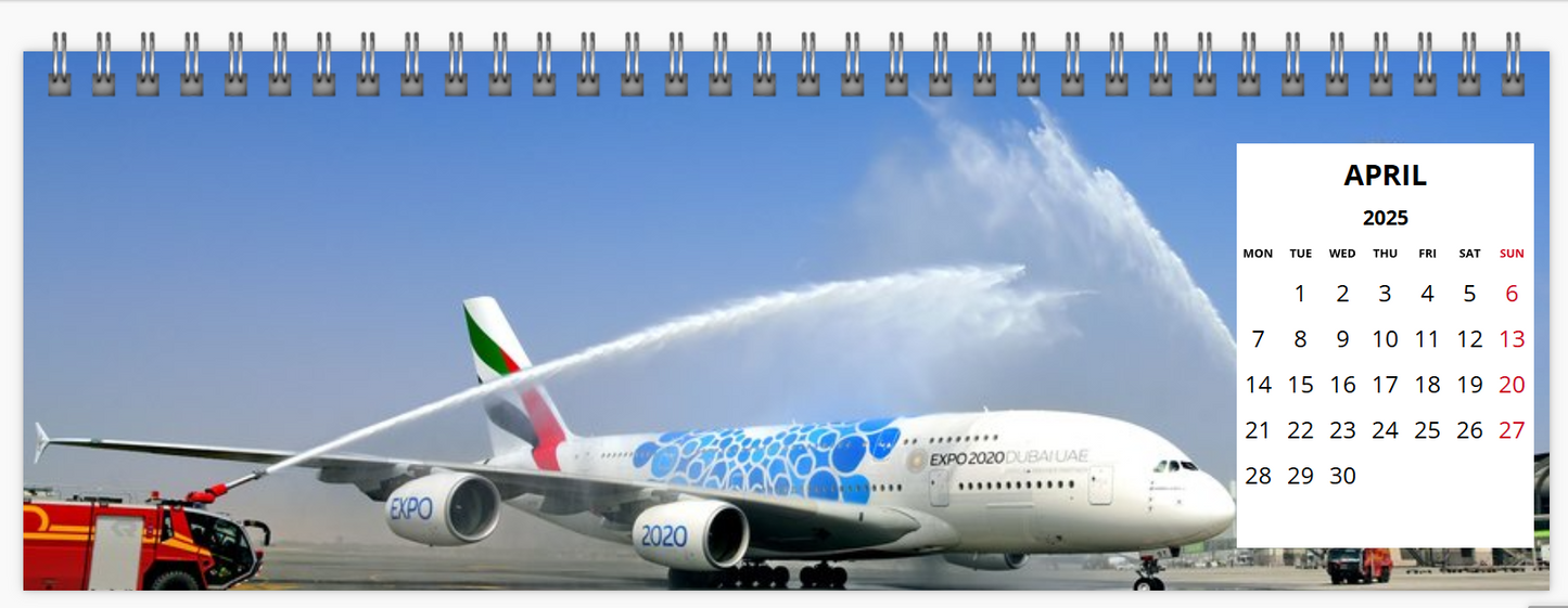 AIRBUS A380 2025 Tribute Calendar DESK Calendar A4 Landscape