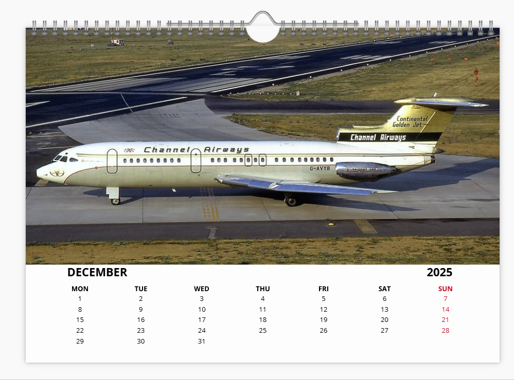 CHANNEL AIRWAYS 2025 Tribute Calendar A4 WALL Calendar