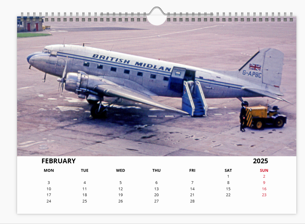 BMA BRITISH MIDLAND AIRWAYS 2025 Tribute Calendar A4 WALL Calendar