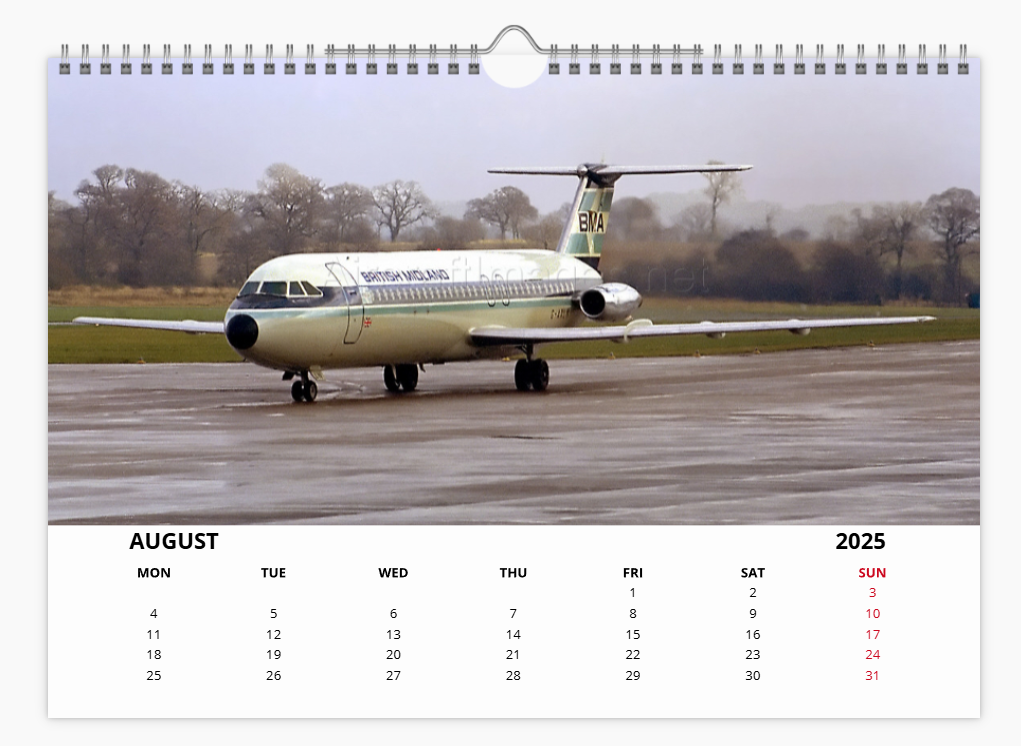 BMA BRITISH MIDLAND AIRWAYS 2025 Tribute Calendar A4 WALL Calendar