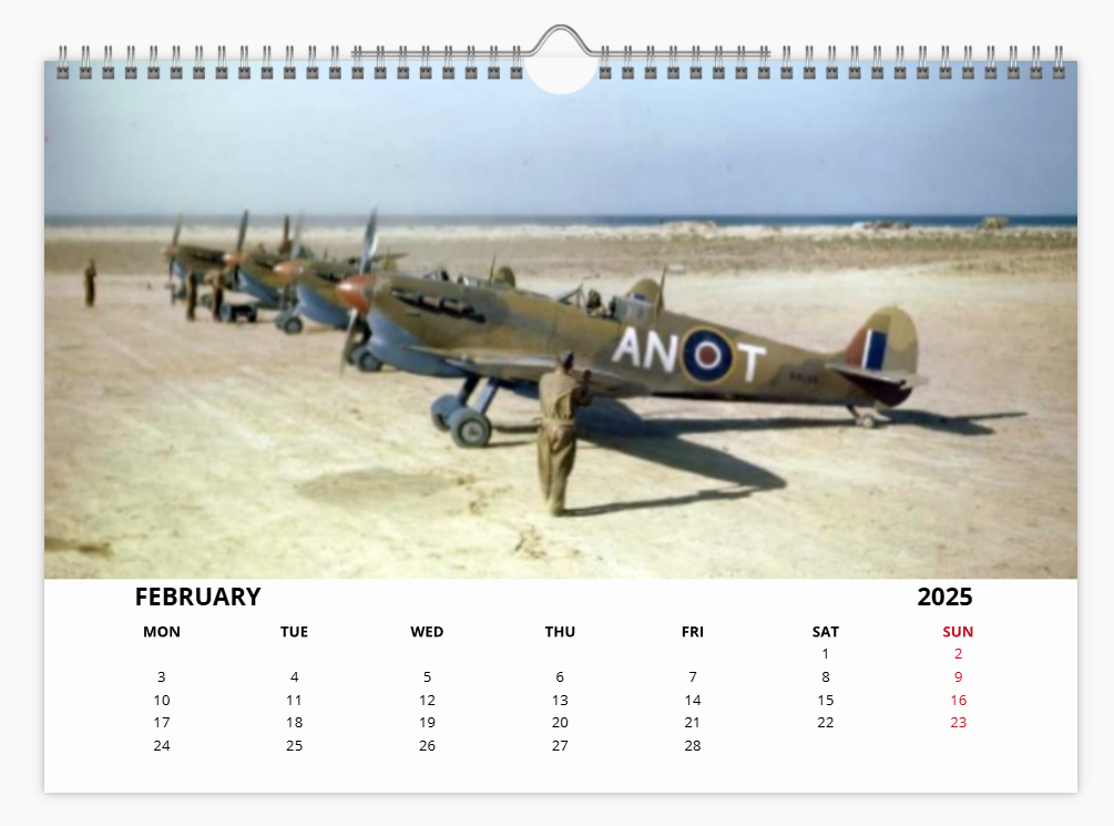 Supermarine Spitfire RAF Fighter 2025 Aircraft Tribute Calendar A4 WALL Calendar