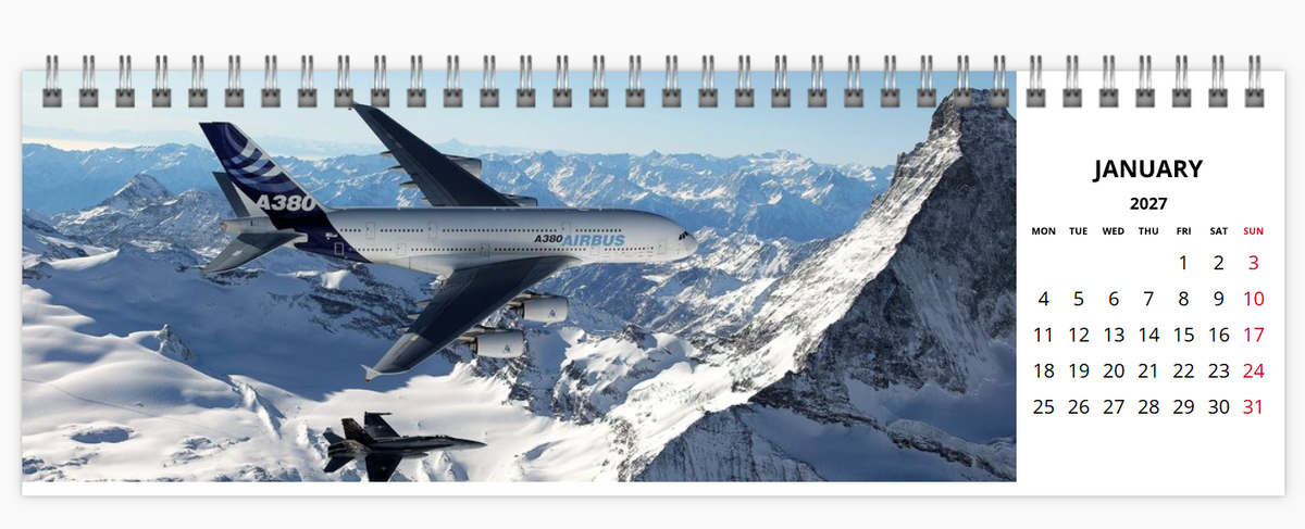 AIRBUS A380 2027 Tribute Desk Calendar