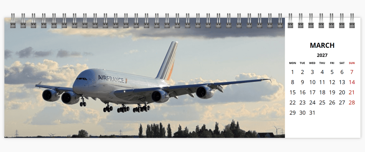 AIRBUS A380 2027 Tribute Desk Calendar