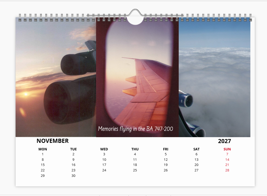British Airways Boeing 747 2027 Tribute Calendar A4 WALL Calendar