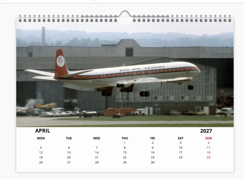 DAN AIR LONDON 2027 Tribute Calendar A4 WALL Calendar