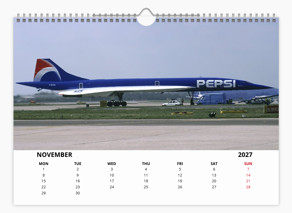 CONCORDE 2027 Tribute Calendar A4 WALL Calendar BA AF SQ