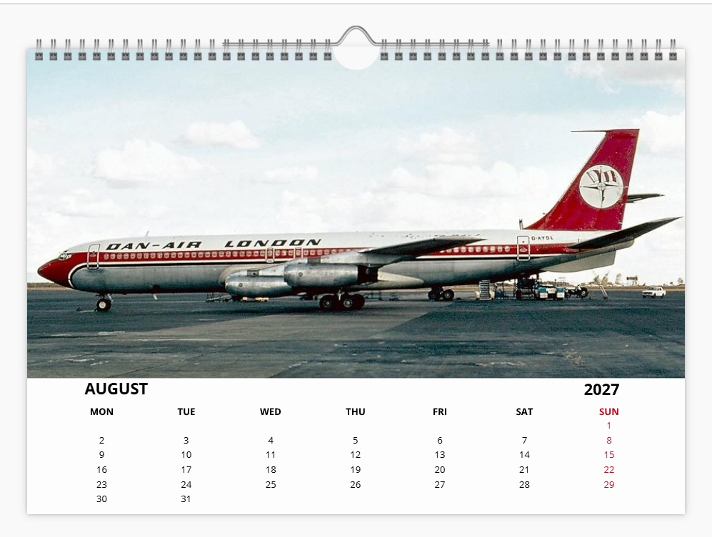 DAN AIR LONDON 2027 Tribute Calendar A4 WALL Calendar