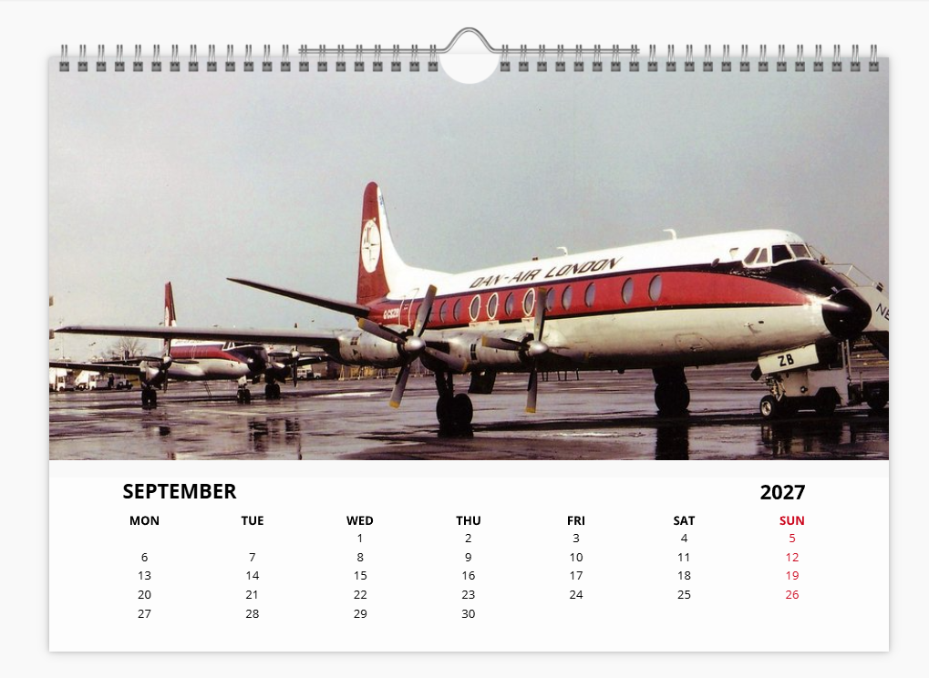 DAN AIR LONDON 2027 Tribute Calendar A4 WALL Calendar