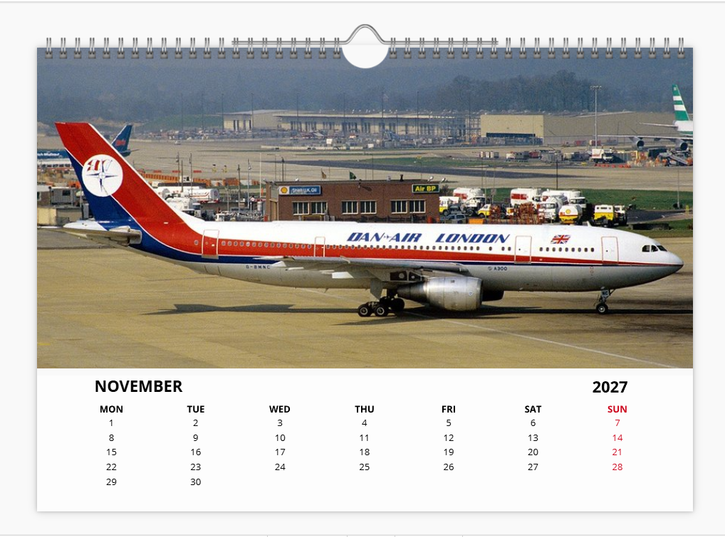 DAN AIR LONDON 2027 Tribute Calendar A4 WALL Calendar