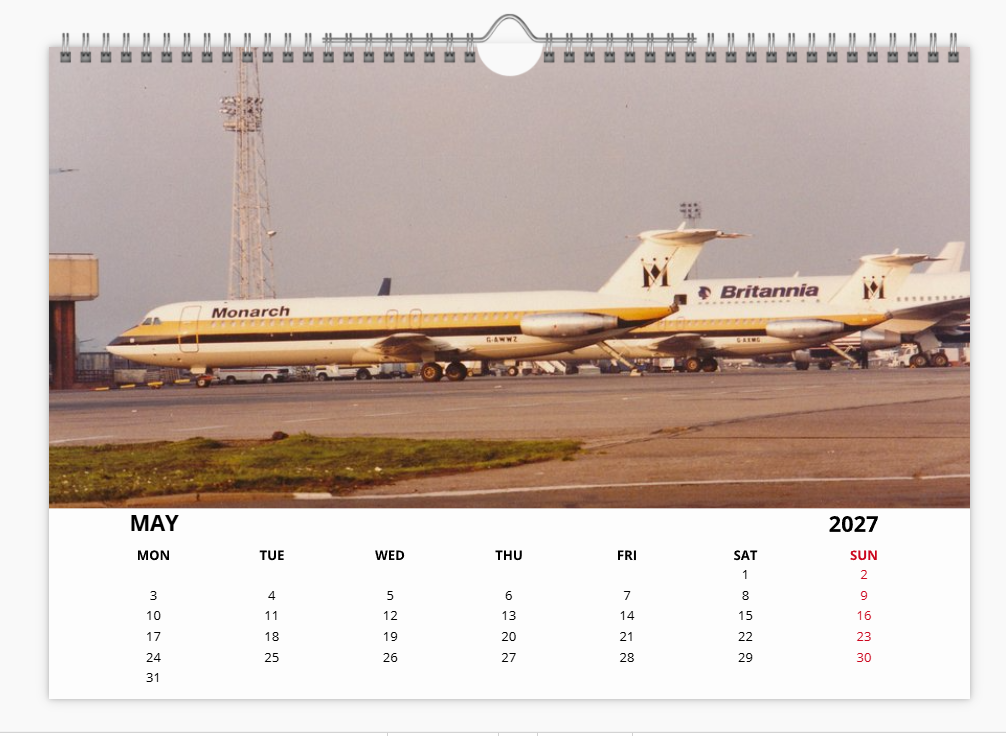 Monarch Airlines 2027 Aircraft Tribute Calendar A4 WALL Calendar