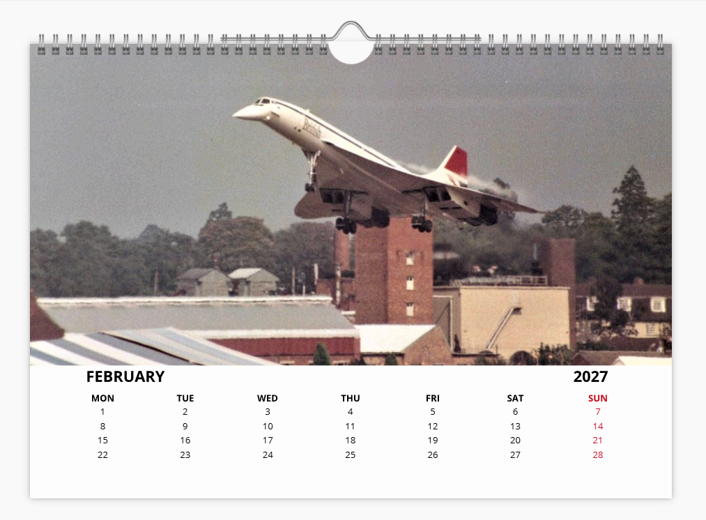 CONCORDE 2027 Tribute Calendar A4 WALL Calendar BA AF SQ