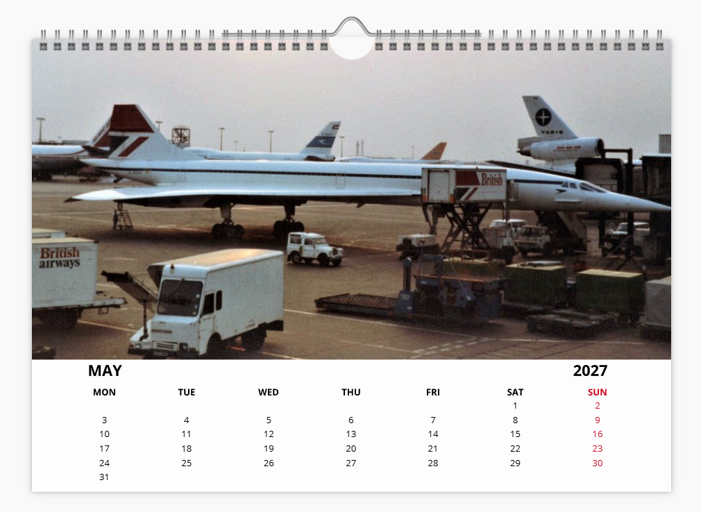 CONCORDE 2027 Tribute Calendar A4 WALL Calendar BA AF SQ