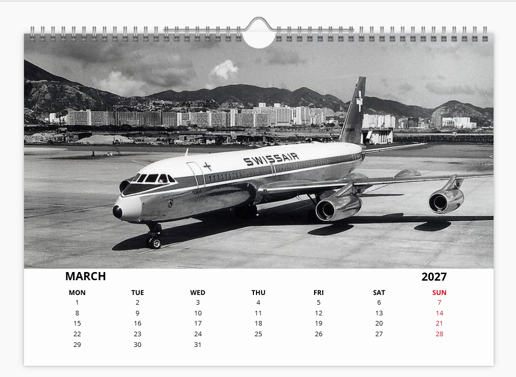HONG KONG KAI TAK AIRPORT TRIBUTE 2027 Calendar A4 WALL Calendar