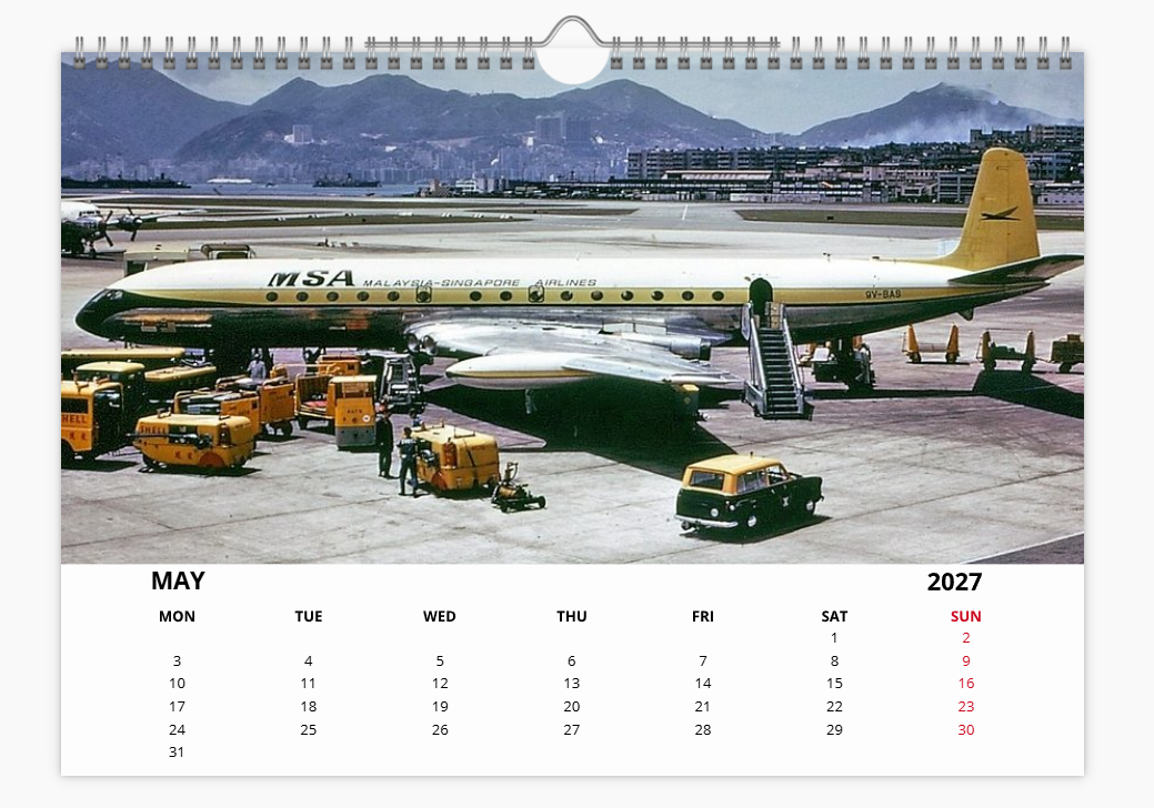 HONG KONG KAI TAK AIRPORT TRIBUTE 2027 Calendar A4 WALL Calendar