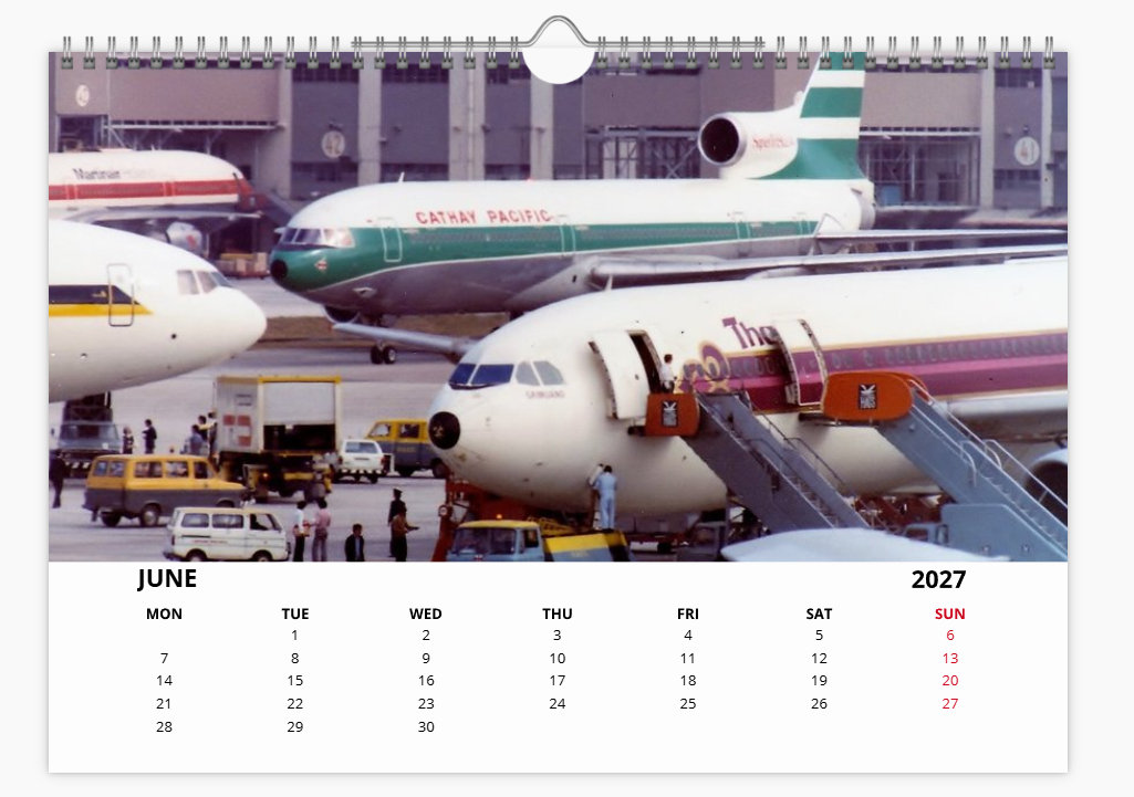HONG KONG KAI TAK AIRPORT TRIBUTE 2027 Calendar A4 WALL Calendar
