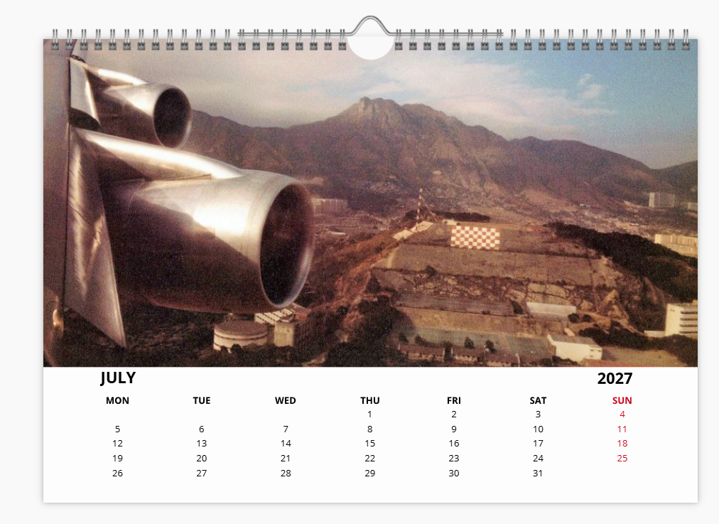 HONG KONG KAI TAK AIRPORT TRIBUTE 2027 Calendar A4 WALL Calendar