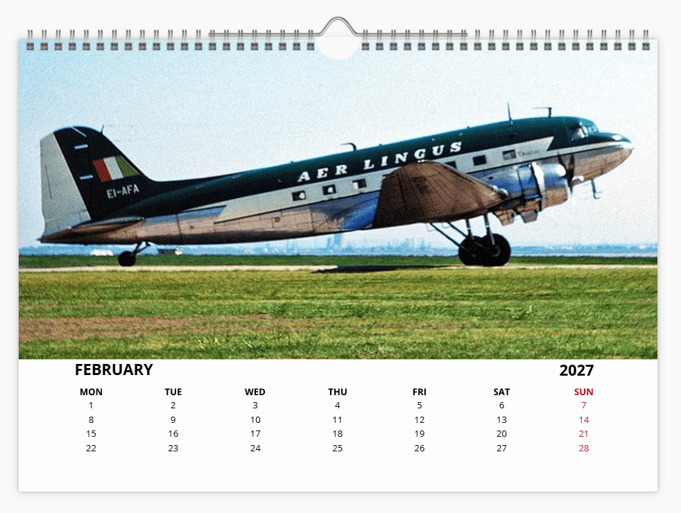Aer Lingus 2027 Tribute A4 Wall Calendar