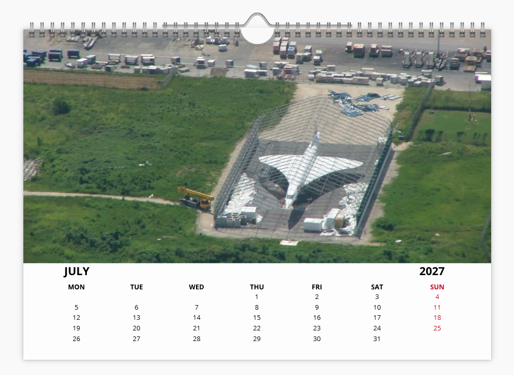 CONCORDE 2027 Tribute Calendar A4 WALL Calendar BA AF SQ